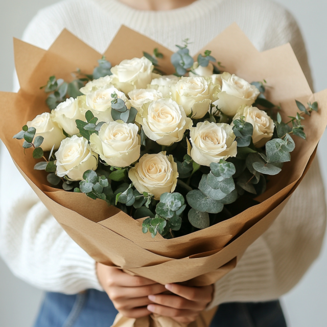 Ramo de 15 rosas blancas