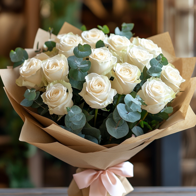 Ramo de 20 rosas blancas