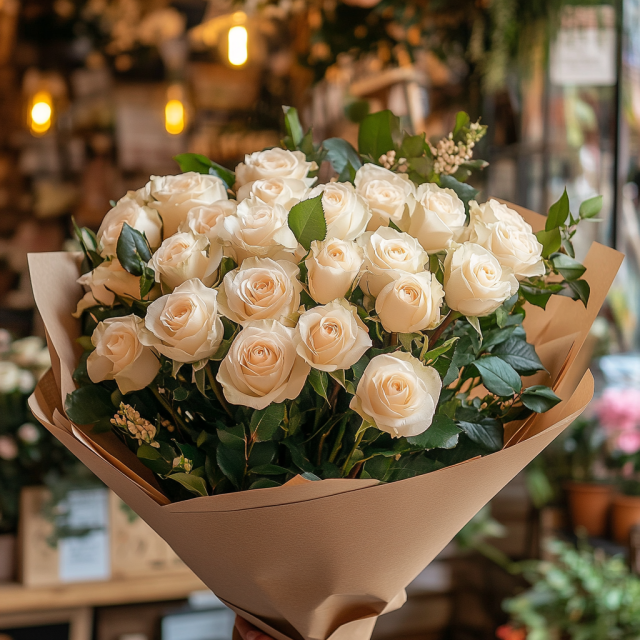 Ramo de 28 rosas blancas