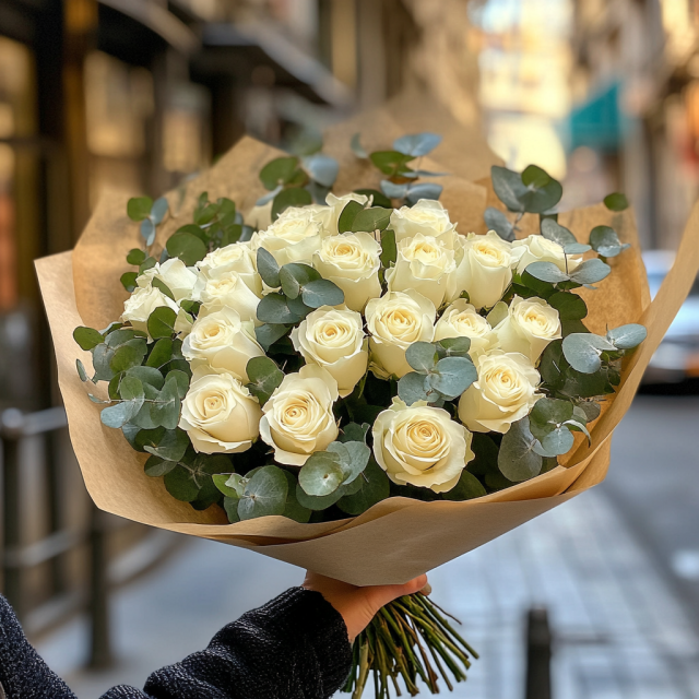 30 rosas blancas