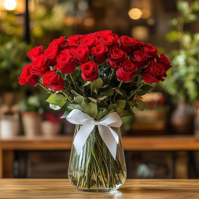 Florero con 20 rosas