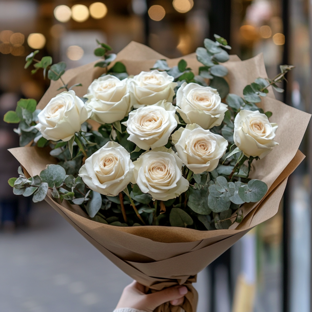 11 rosas blancas 