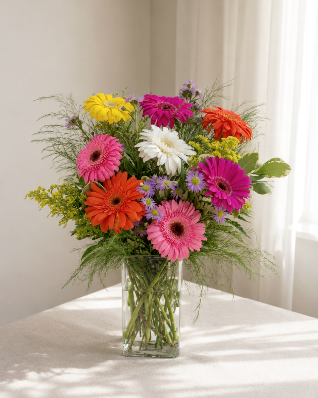 Florero con gerberas surtidas