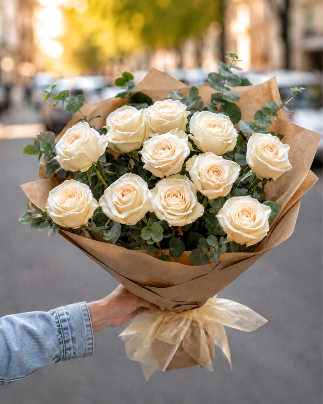 11 rosas blancas 