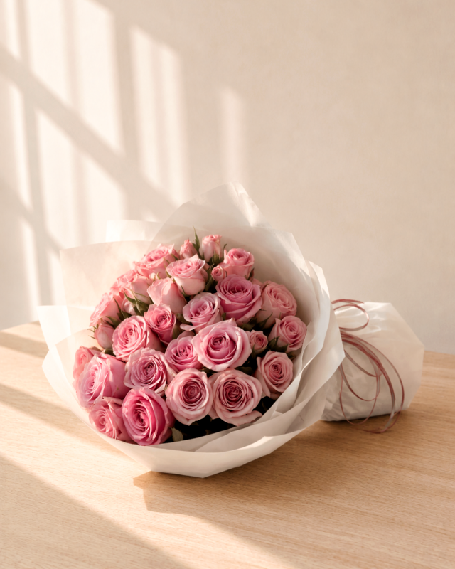 ramo de 24 rosas rosadas