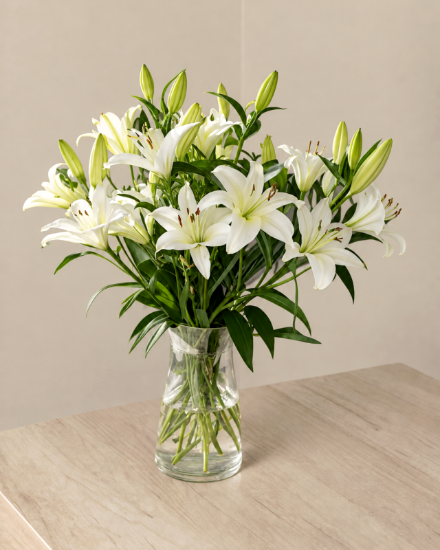 Florero grande lilium blancos