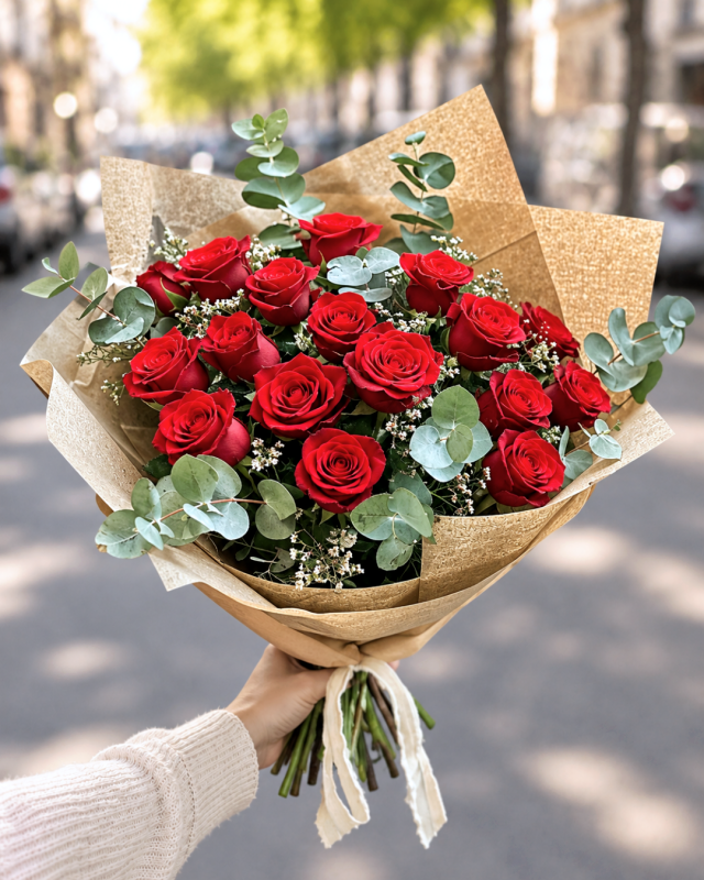 Ramo de 17 rosas rojas