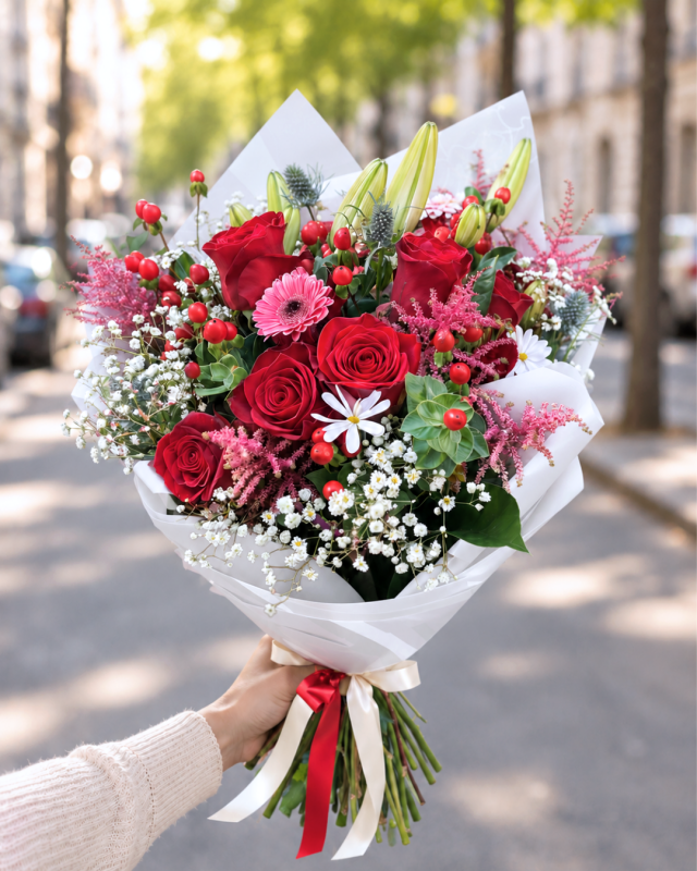 Ramo surtido grande con rosas y flores variadas