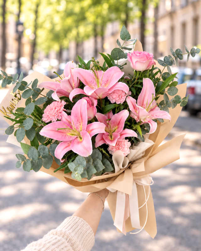 Ramo de lilium rosado